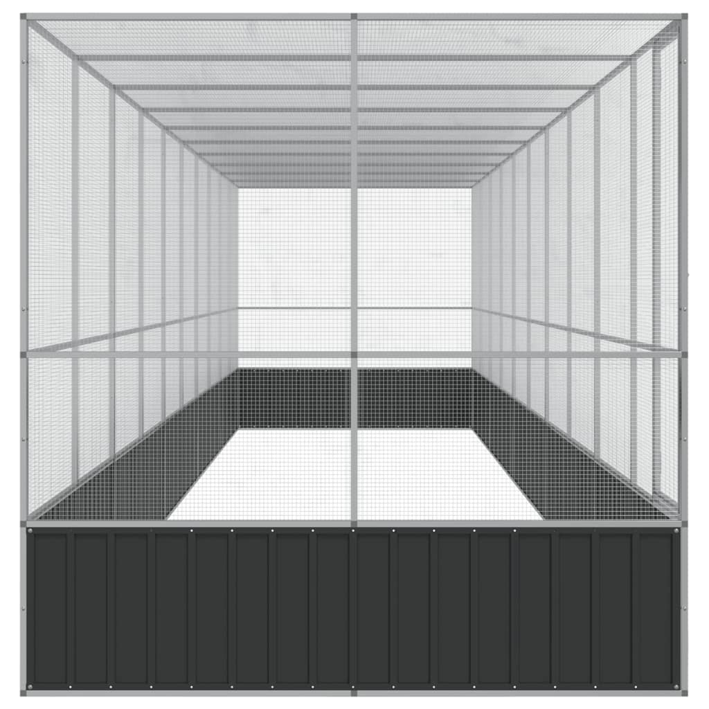 Voliera de păsări cu extensie, argintiu, 1039x207x212 cm, oțel GartenMobel Dekor