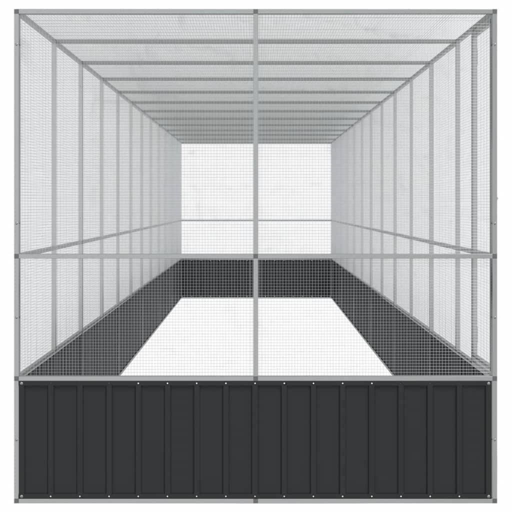 Voliera de păsări cu extensie, argintiu, 1246x207x212 cm, oțel GartenMobel Dekor