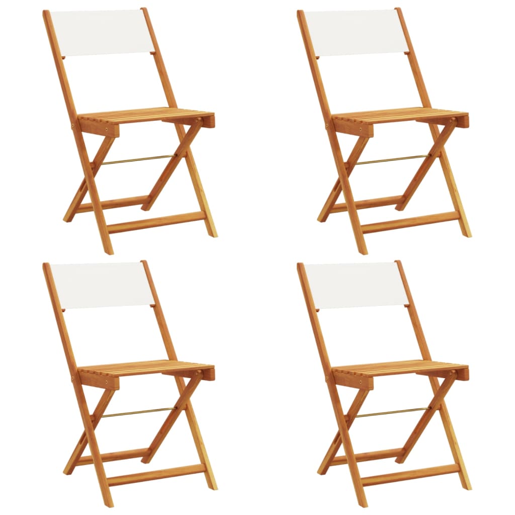 Scaune de grădină pliabile 4 buc., textil alb crem/lemn masiv GartenMobel Dekor