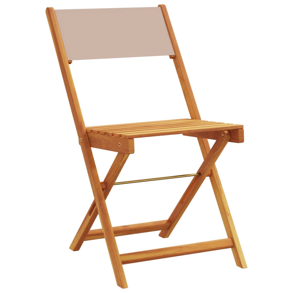 Scaune de grădină pliabile 4 buc., textil taupe/lemn masiv GartenMobel Dekor