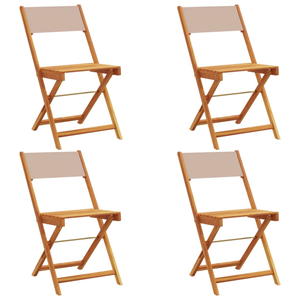 Scaune de grădină pliabile 4 buc., textil taupe/lemn masiv GartenMobel Dekor