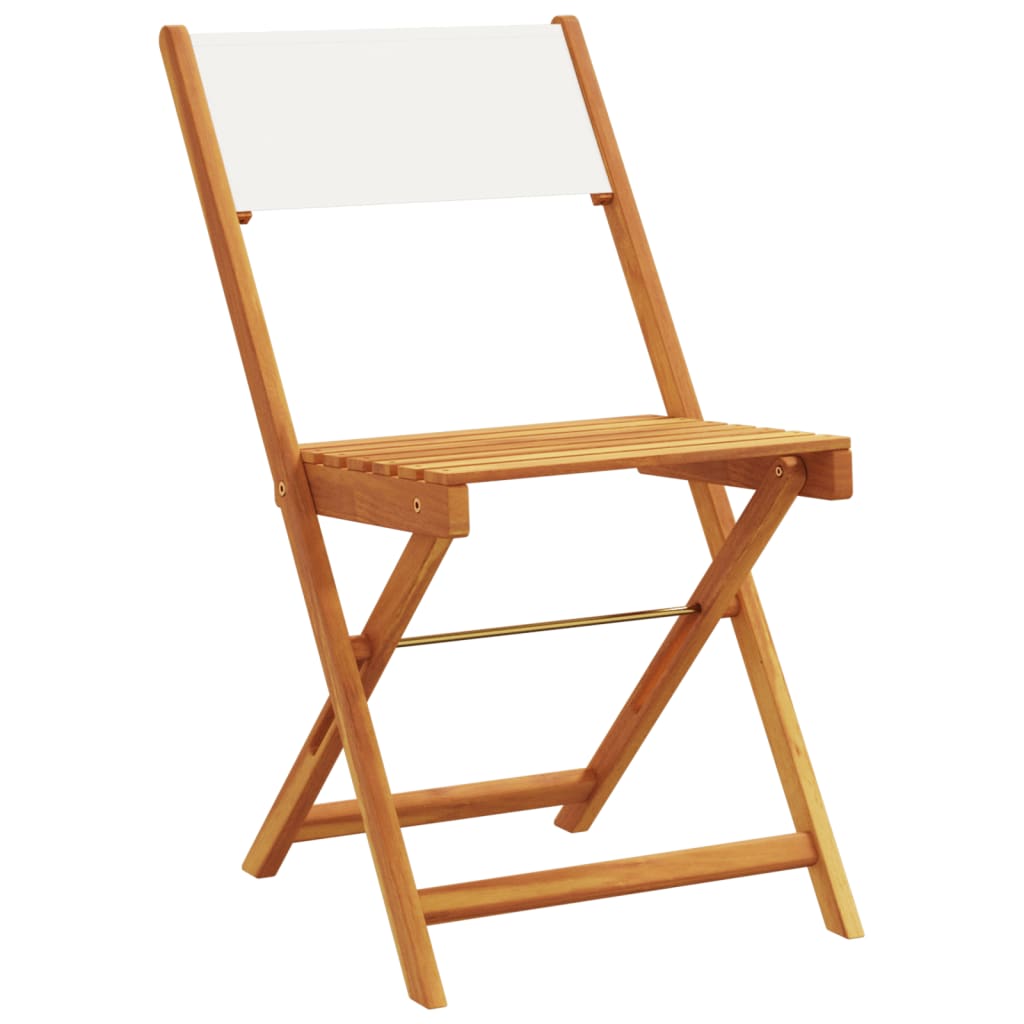 Scaune de grădină pliabile 6 buc., textil alb crem/lemn masiv GartenMobel Dekor