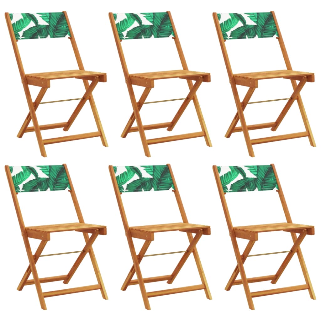 Scaune de grădină pliabile 6 buc., textil verde/lemn masiv GartenMobel Dekor