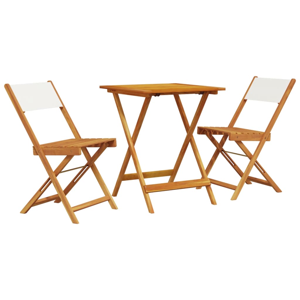 Set mobilier bistro, 3 piese, textil alb crem/lemn masiv GartenMobel Dekor