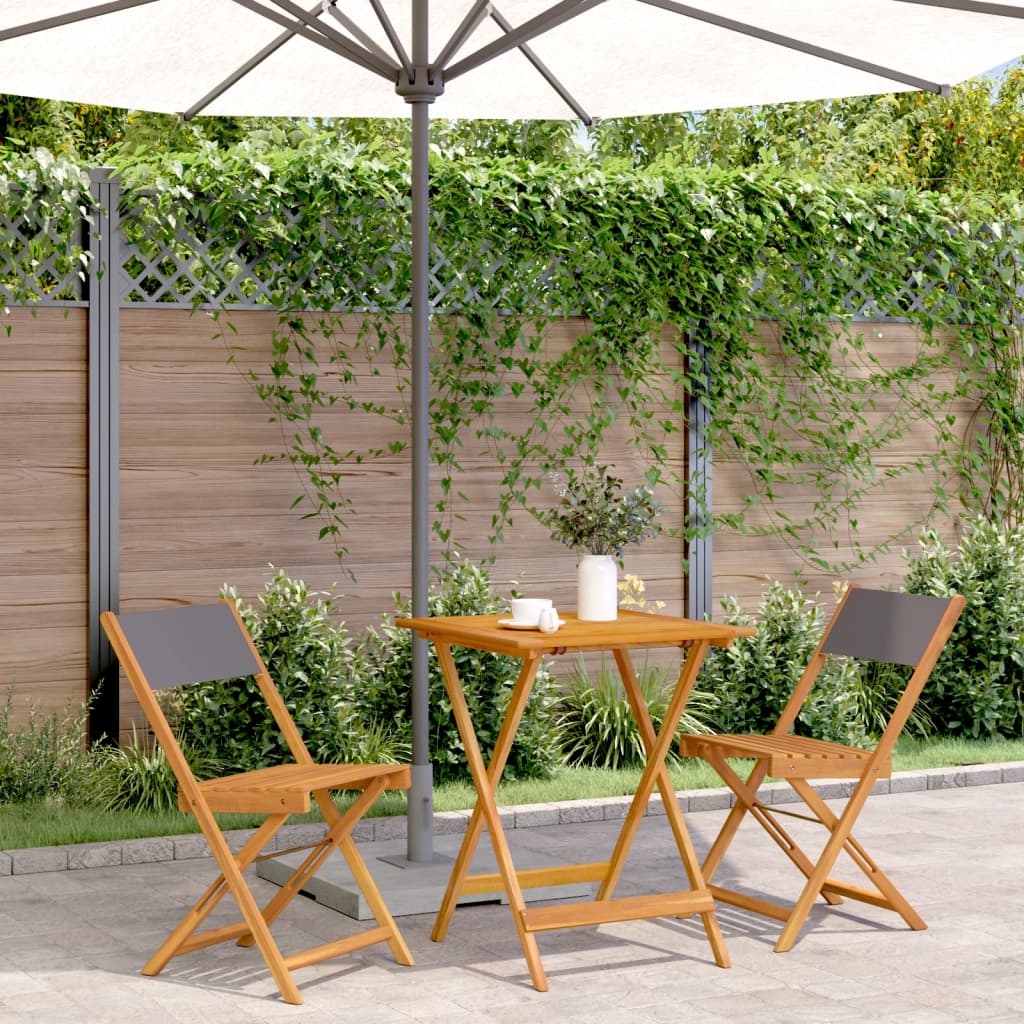 Set mobilier bistro, 3 piese, textil antracit/lemn masiv GartenMobel Dekor