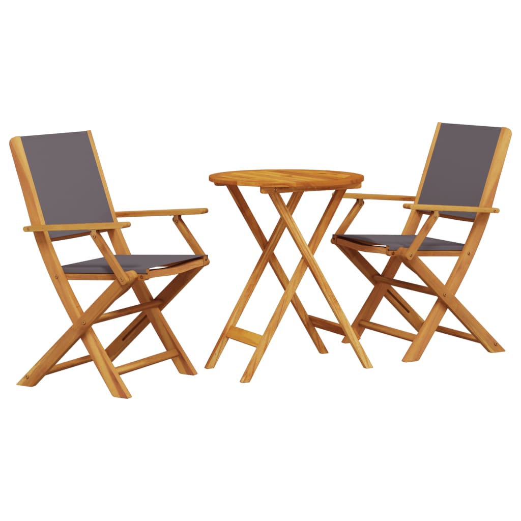 Set mobilier bistro, 3 piese, textil antracit/lemn masiv GartenMobel Dekor