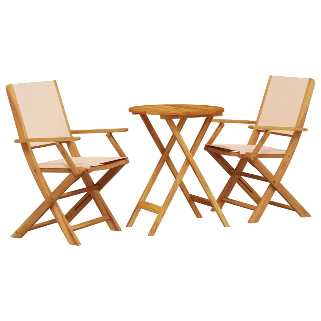 Set mobilier bistro, 3 piese, textil bej/lemn masiv GartenMobel Dekor