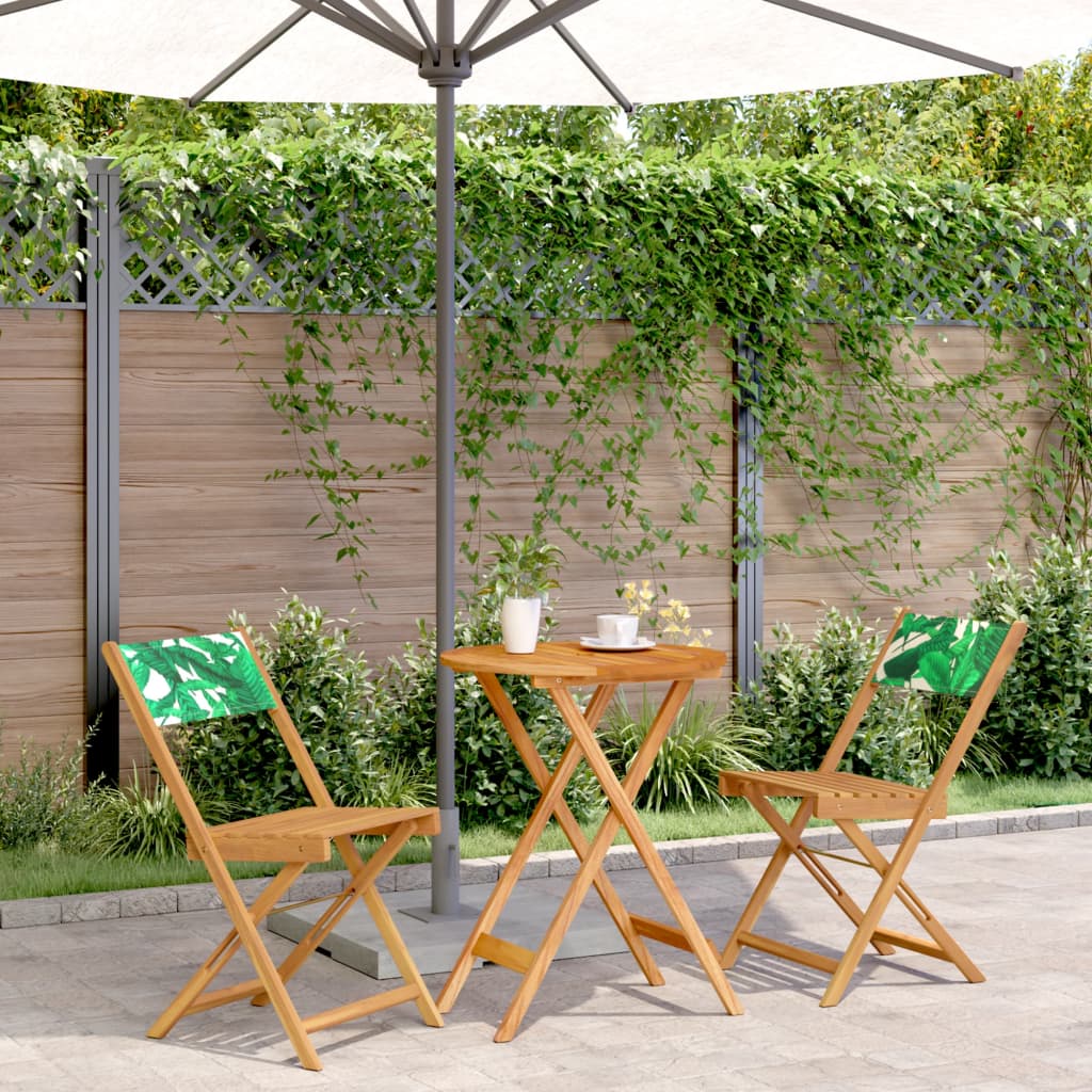 Set mobilier bistro, 3 piese, textil model frunze/lemn masiv GartenMobel Dekor