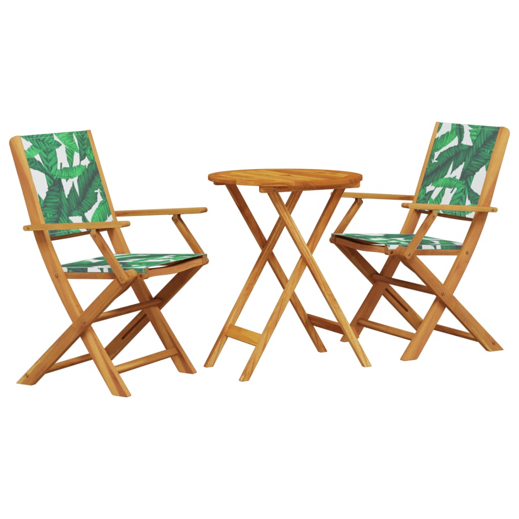 Set mobilier bistro, 3 piese, textil model frunze/lemn masiv GartenMobel Dekor