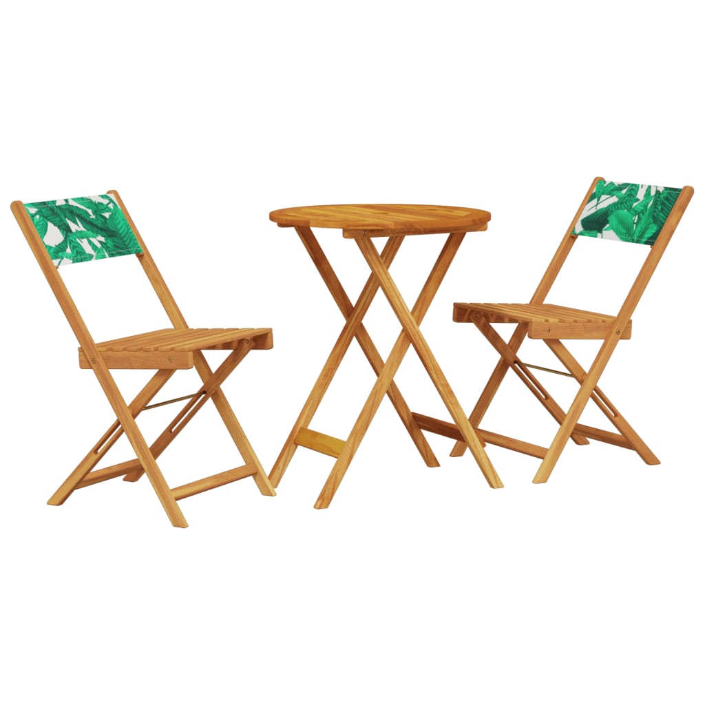 Set mobilier bistro, 3 piese, textil model frunze/lemn masiv GartenMobel Dekor