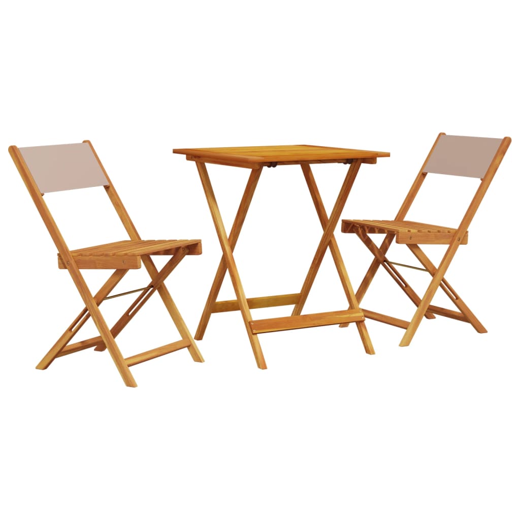 Set mobilier bistro, 3 piese, textil taupe/lemn masiv GartenMobel Dekor
