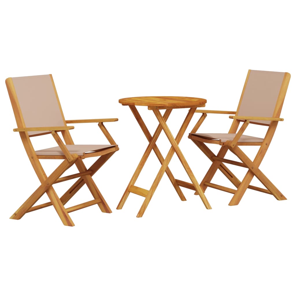 Set mobilier bistro, 3 piese, textil taupe/lemn masiv GartenMobel Dekor