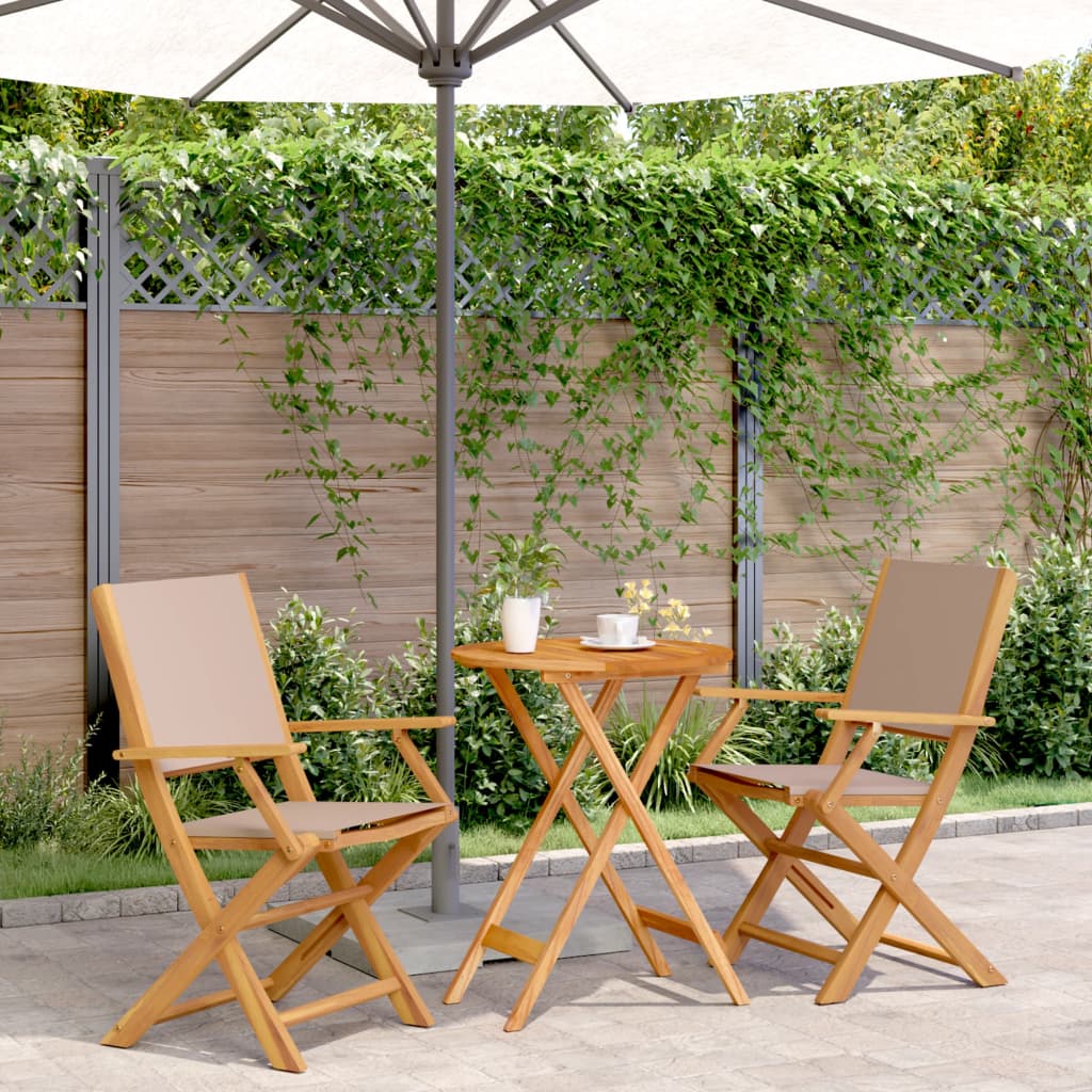 Set mobilier bistro, 3 piese, textil taupe/lemn masiv GartenMobel Dekor