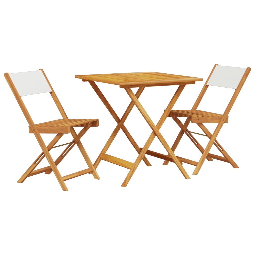 Set mobilier bistro, 3 piese, textil alb crem/lemn masiv GartenMobel Dekor