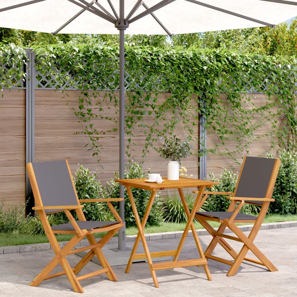 Set mobilier bistro, 3 piese, textil antracit/lemn masiv GartenMobel Dekor