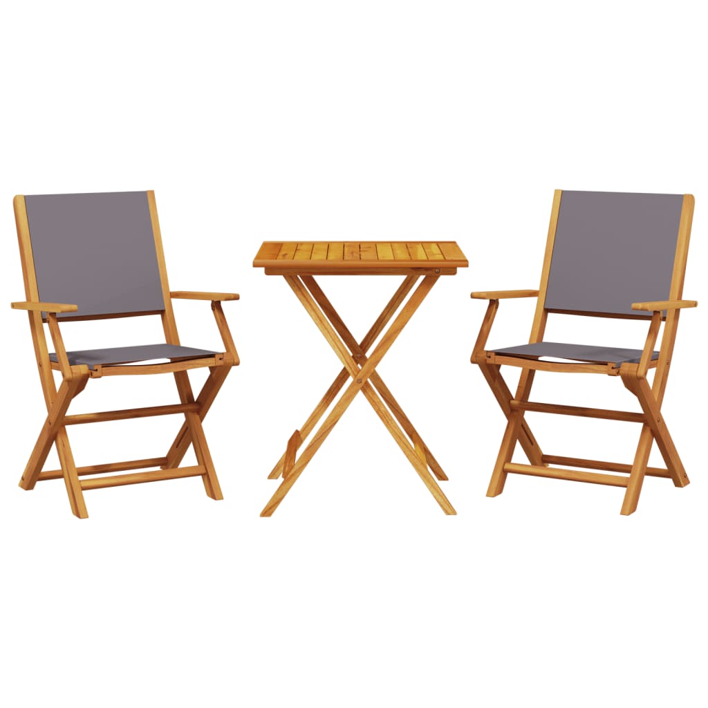 Set mobilier bistro, 3 piese, textil antracit/lemn masiv GartenMobel Dekor