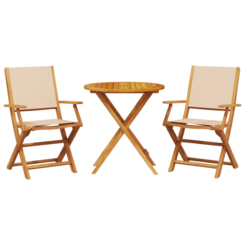 Set mobilier bistro, 3 piese, textil bej/lemn masiv GartenMobel Dekor