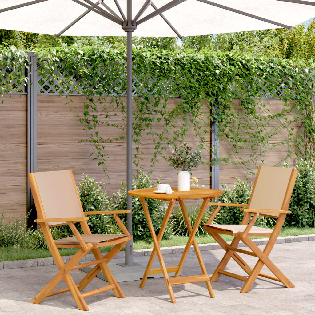 Set mobilier bistro, 3 piese, textil bej/lemn masiv GartenMobel Dekor