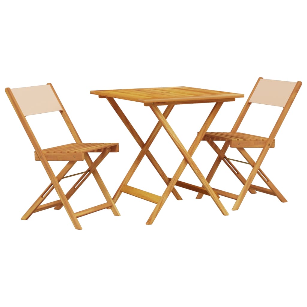 Set mobilier bistro, 3 piese, textil bej/lemn masiv GartenMobel Dekor