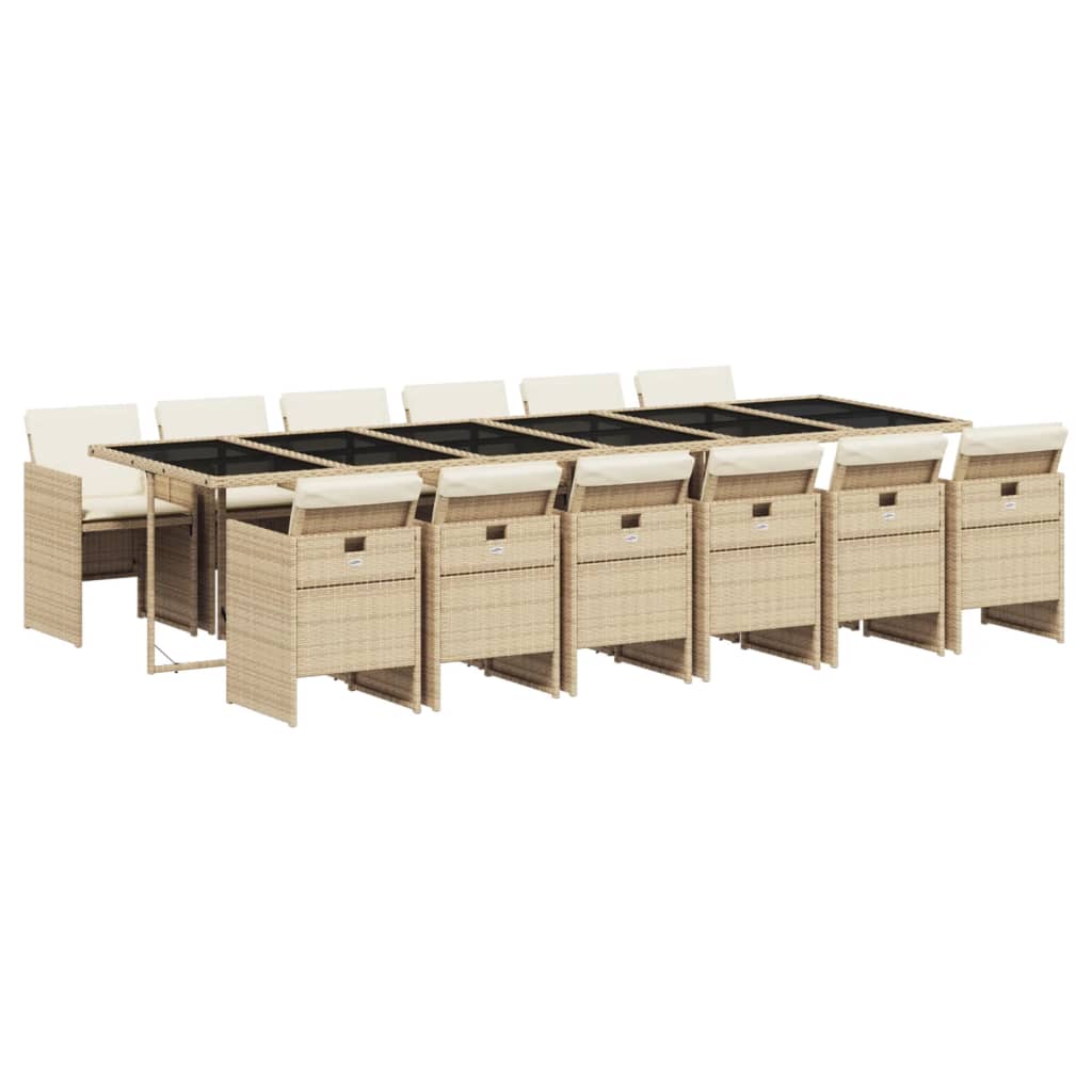 Set mobilier de grădină cu perne, 13 piese, bej, poliratan GartenMobel Dekor