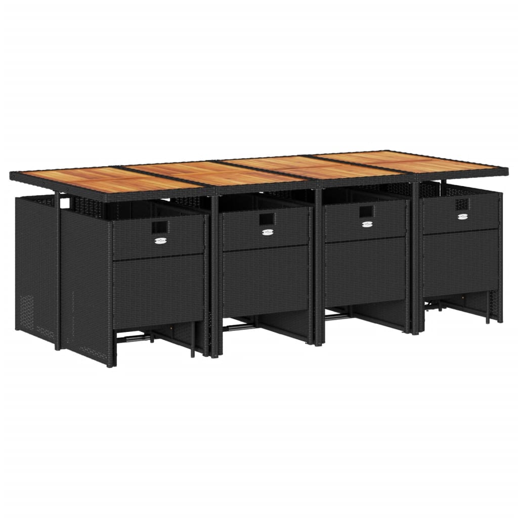 Set mobilier de grădină cu perne, 13 piese, negru, poliratan GartenMobel Dekor