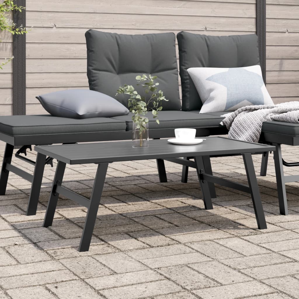 Măsuță cafea grădină negru 90x45x35cm oțel vopsit electrostatic GartenMobel Dekor