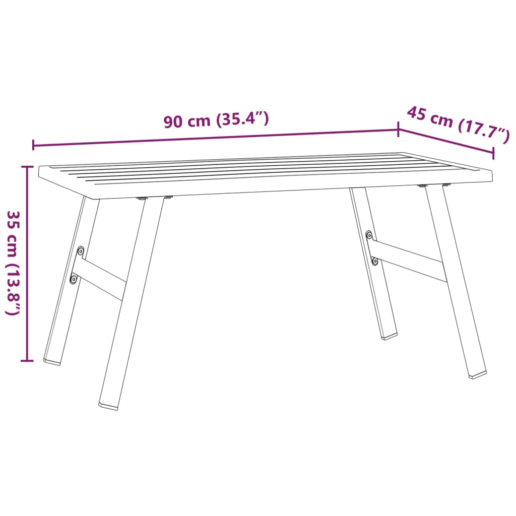 Măsuță cafea grădină negru 90x45x35cm oțel vopsit electrostatic GartenMobel Dekor