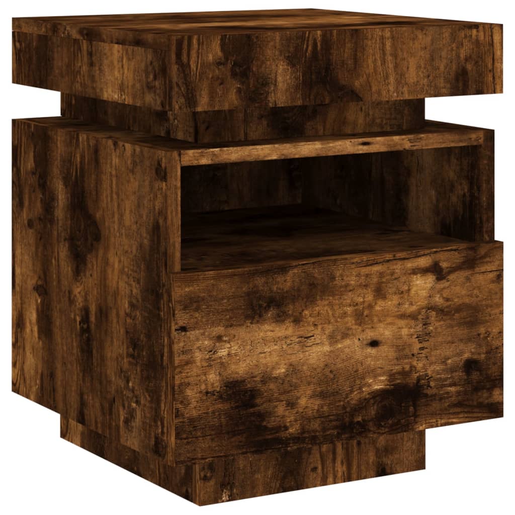 Noptieră cu lumini LED, stejar sonoma, 40x39x48,5 cm GartenMobel Dekor