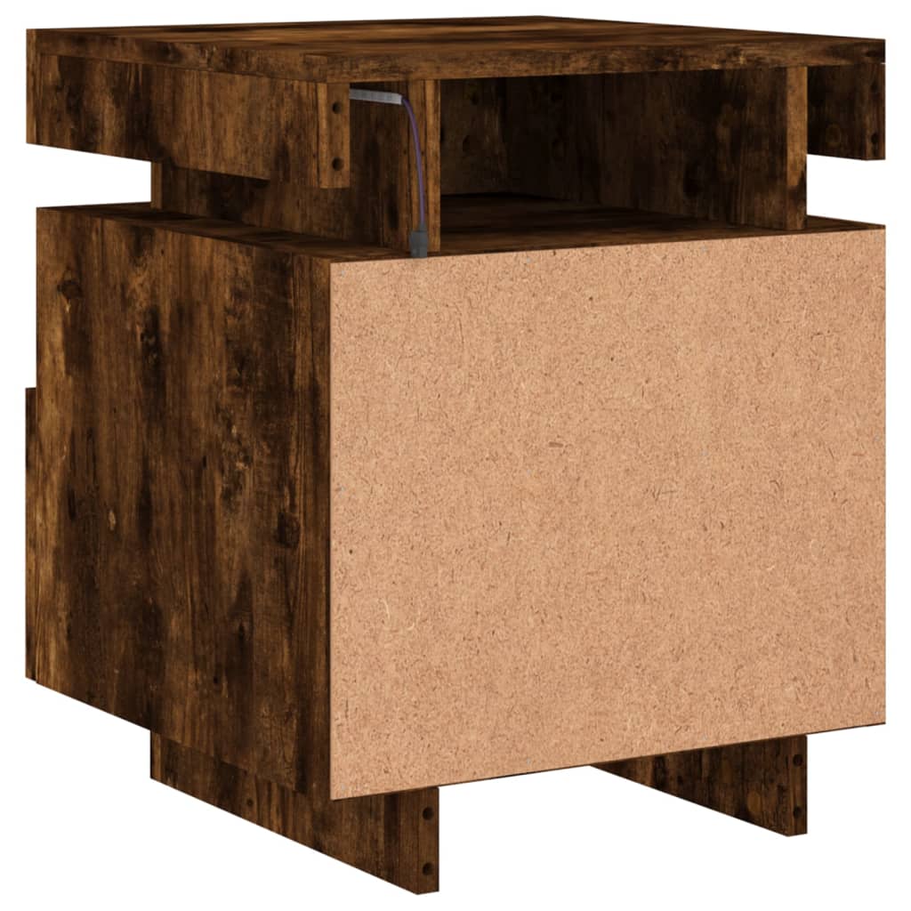 Noptieră cu lumini LED, stejar sonoma, 40x39x48,5 cm GartenMobel Dekor