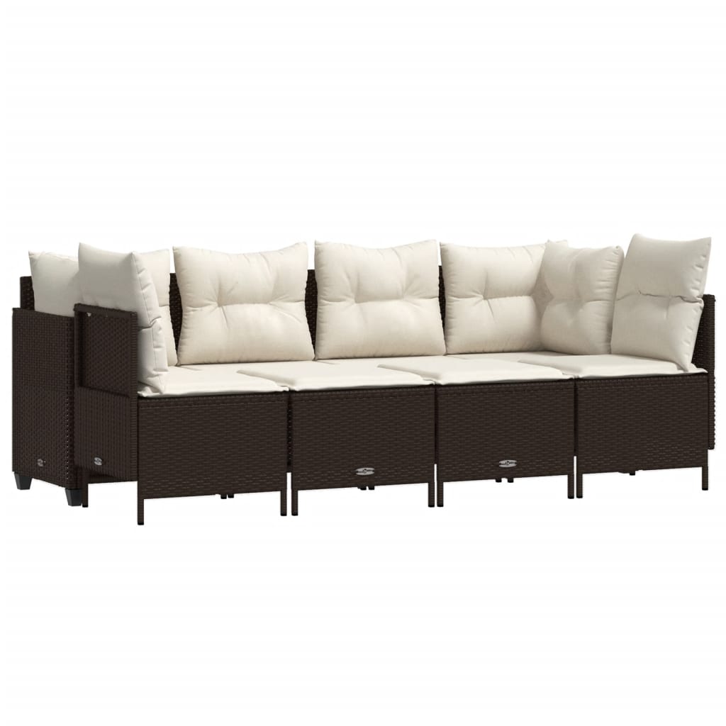 Set canapele de grădină cu perne, 5 piese, maro, poliratan GartenMobel Dekor