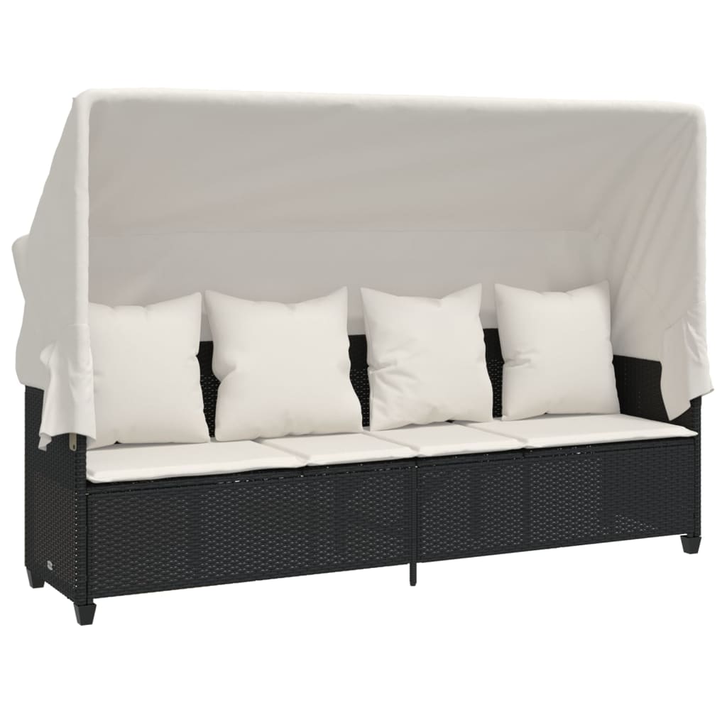 Set mobilier de grădină cu perne, 5 piese, negru, poliratan GartenMobel Dekor