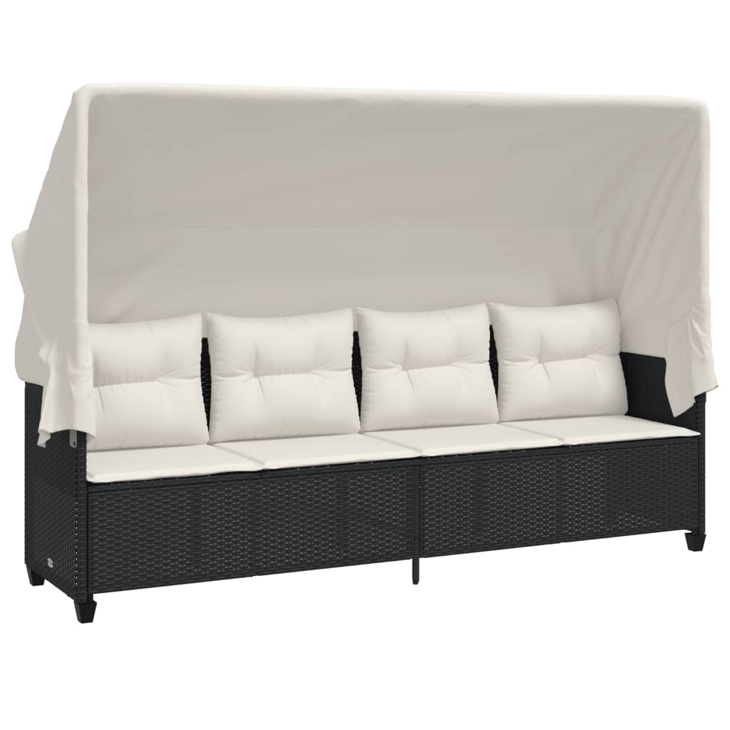 Set mobilier de grădină cu perne, 5 piese, negru, poliratan GartenMobel Dekor