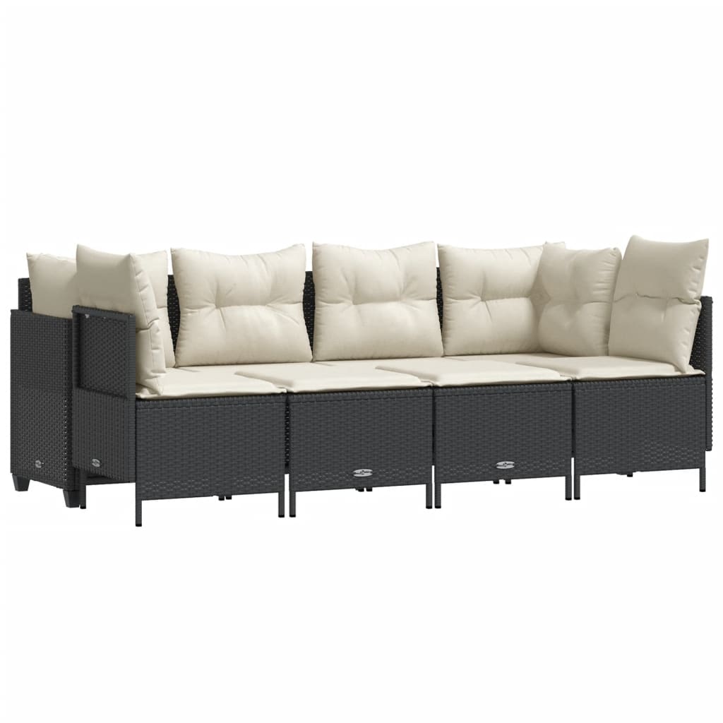 Set mobilier de grădină cu perne, 5 piese, negru, poliratan GartenMobel Dekor