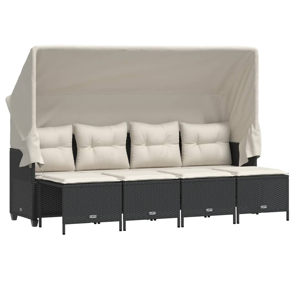 Set mobilier de grădină cu perne, 5 piese, negru, poliratan GartenMobel Dekor