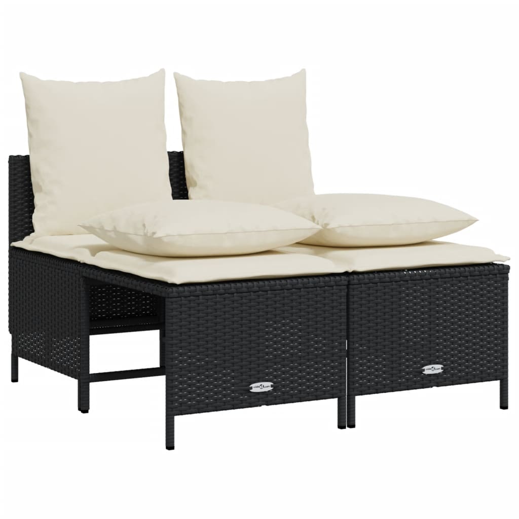 Set mobilier de grădină cu perne, 5 piese, negru, poliratan GartenMobel Dekor