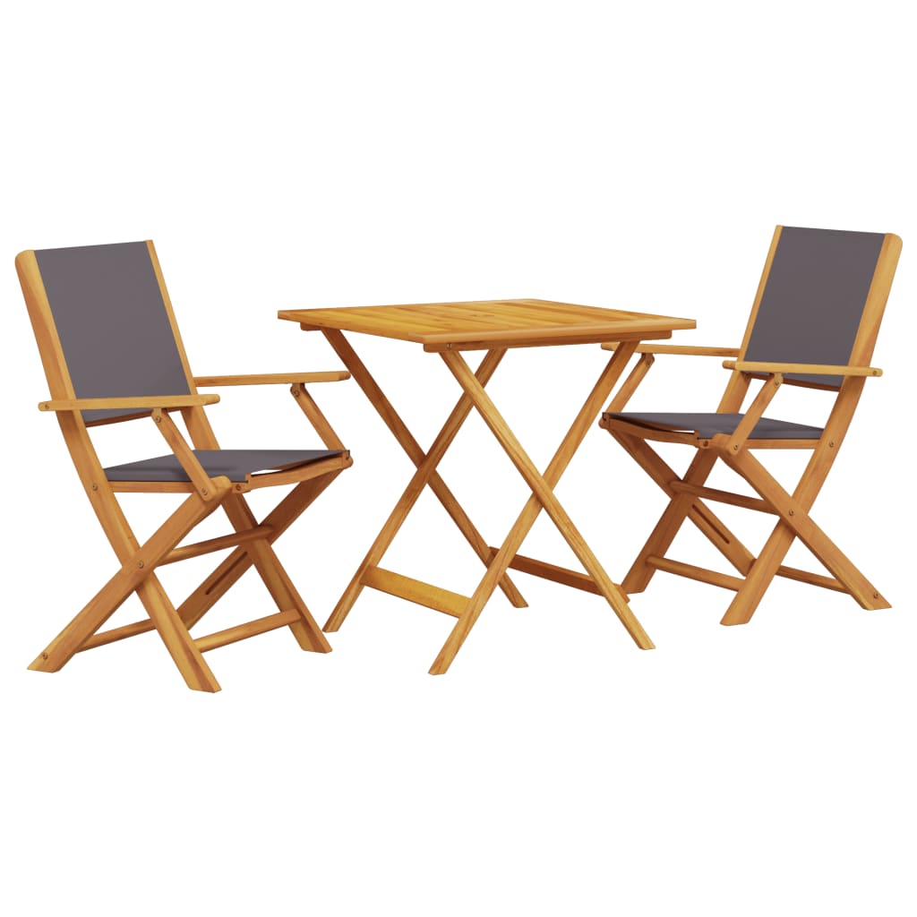 Set mobilier bistro, 3 piese, textil antracit/lemn masiv GartenMobel Dekor