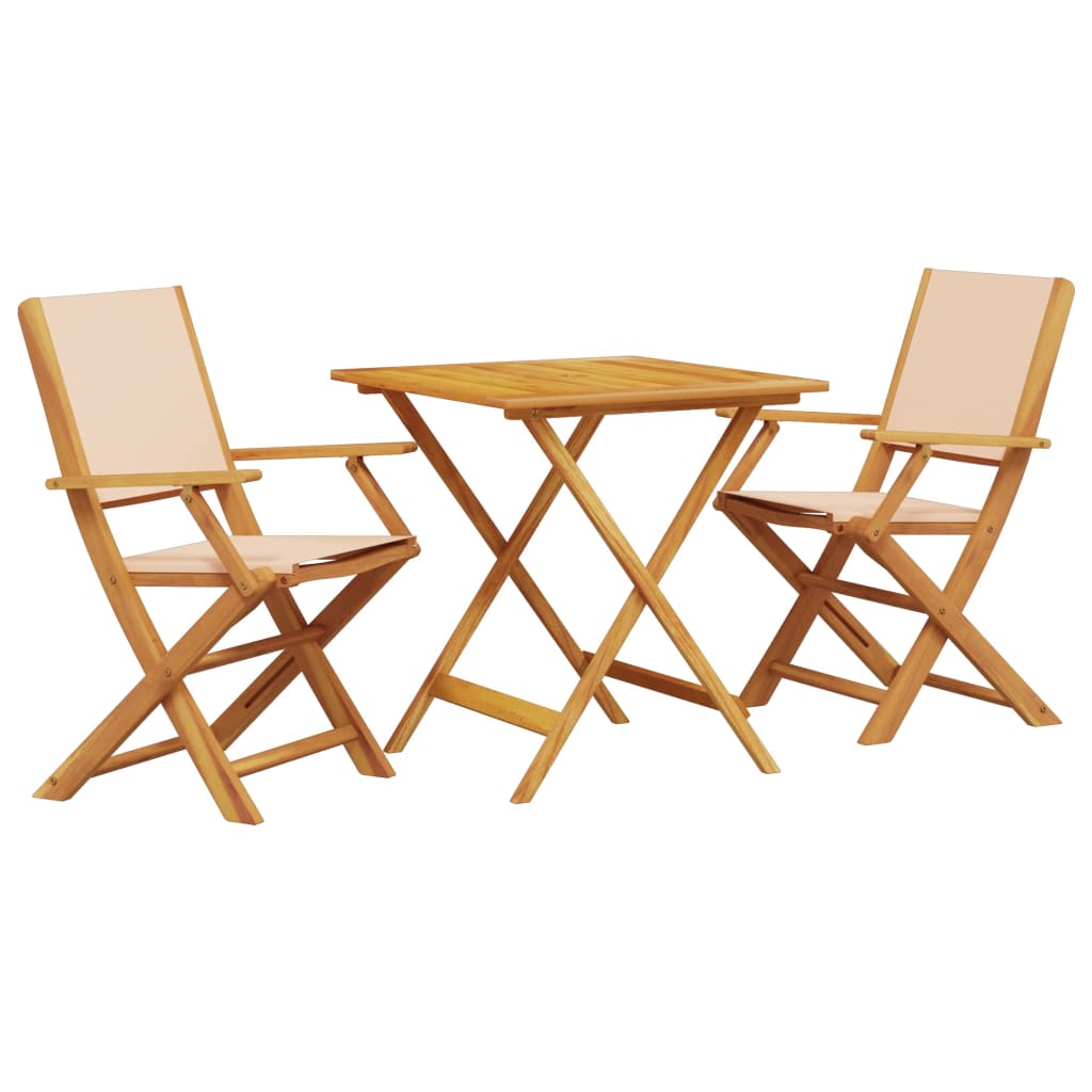 Set mobilier bistro, 3 piese, textil bej/lemn masiv GartenMobel Dekor