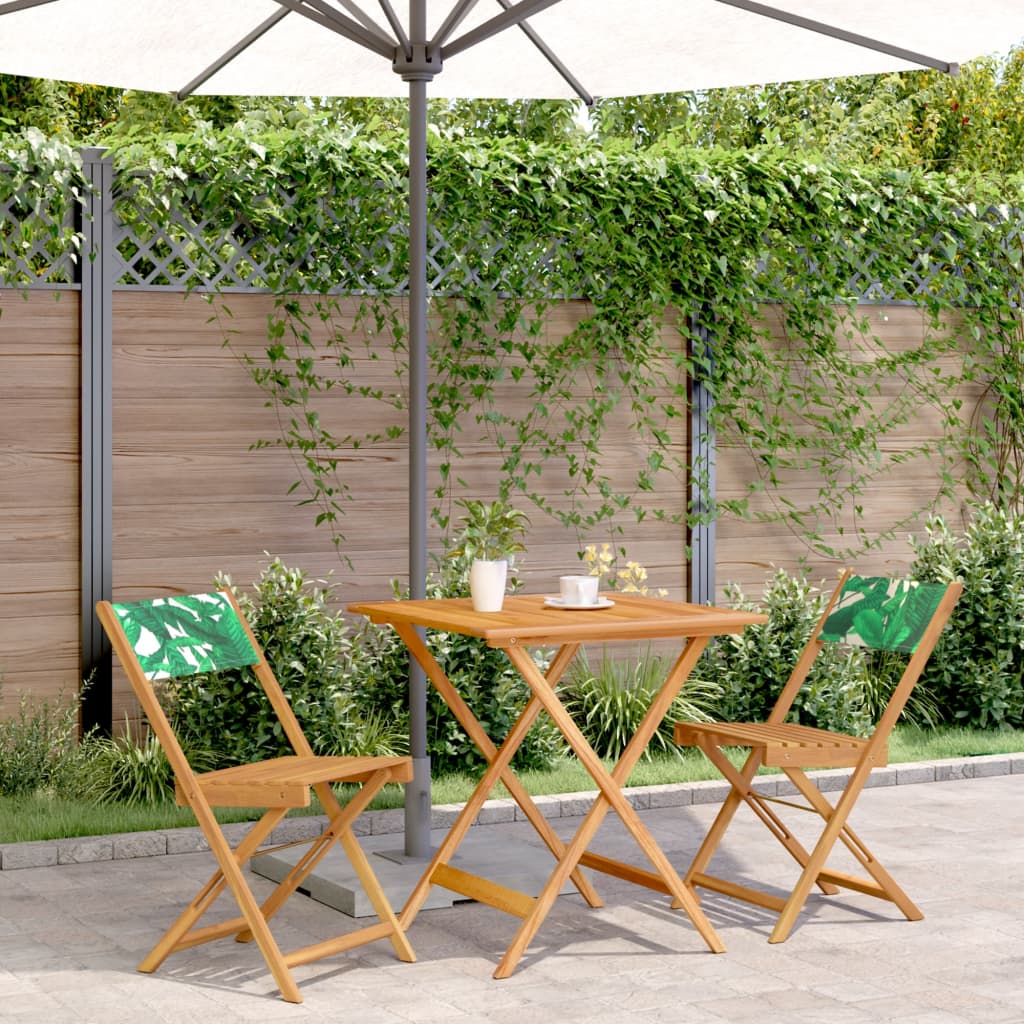Set mobilier bistro, 3 piese, textil model frunze/lemn masiv GartenMobel Dekor