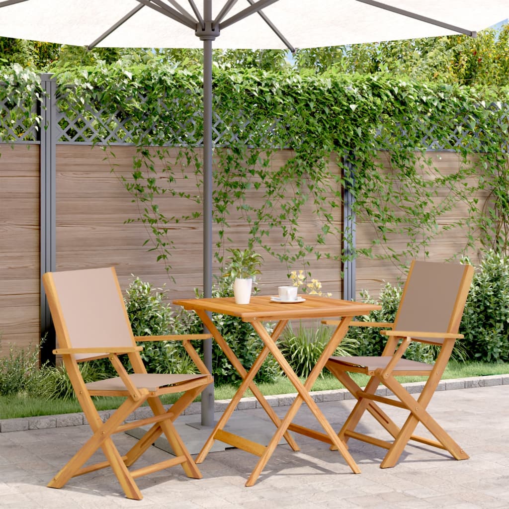 Set mobilier bistro, 3 piese, textil taupe/lemn masiv GartenMobel Dekor