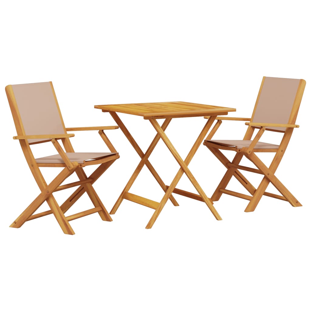 Set mobilier bistro, 3 piese, textil taupe/lemn masiv GartenMobel Dekor
