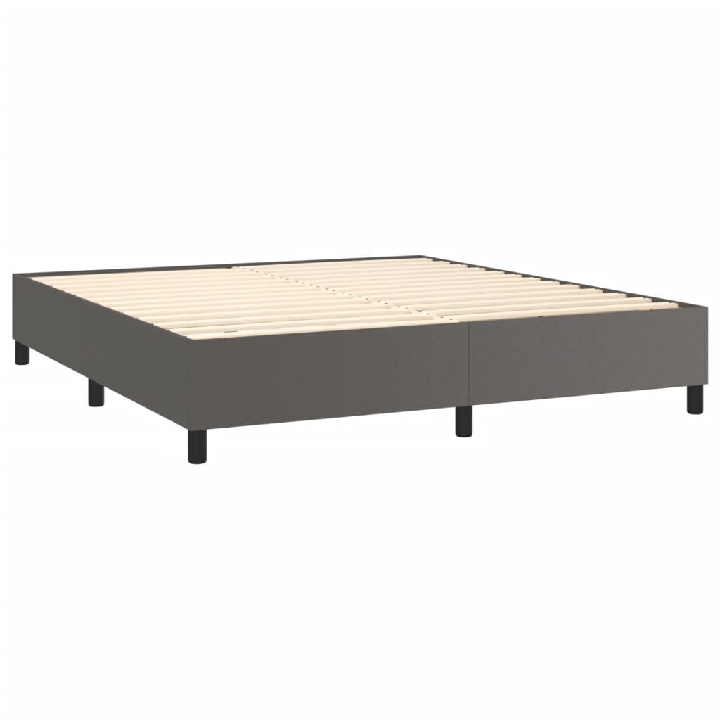 Pat box spring cu saltea, gri, 180x200 cm, piele ecologică GartenMobel Dekor