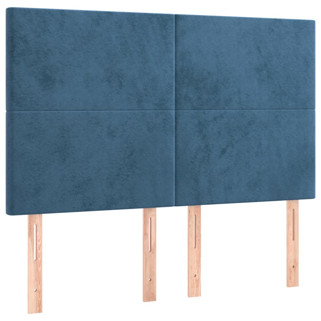 Tăblii de pat, 4 buc, albastru închis, 72x5x78/88 cm, catifea GartenMobel Dekor