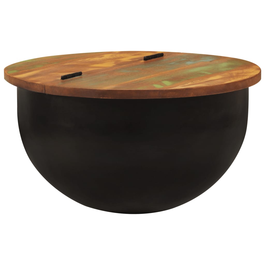 Măsuță de cafea, negru, 50x27 cm, lemn masiv reciclat GartenMobel Dekor