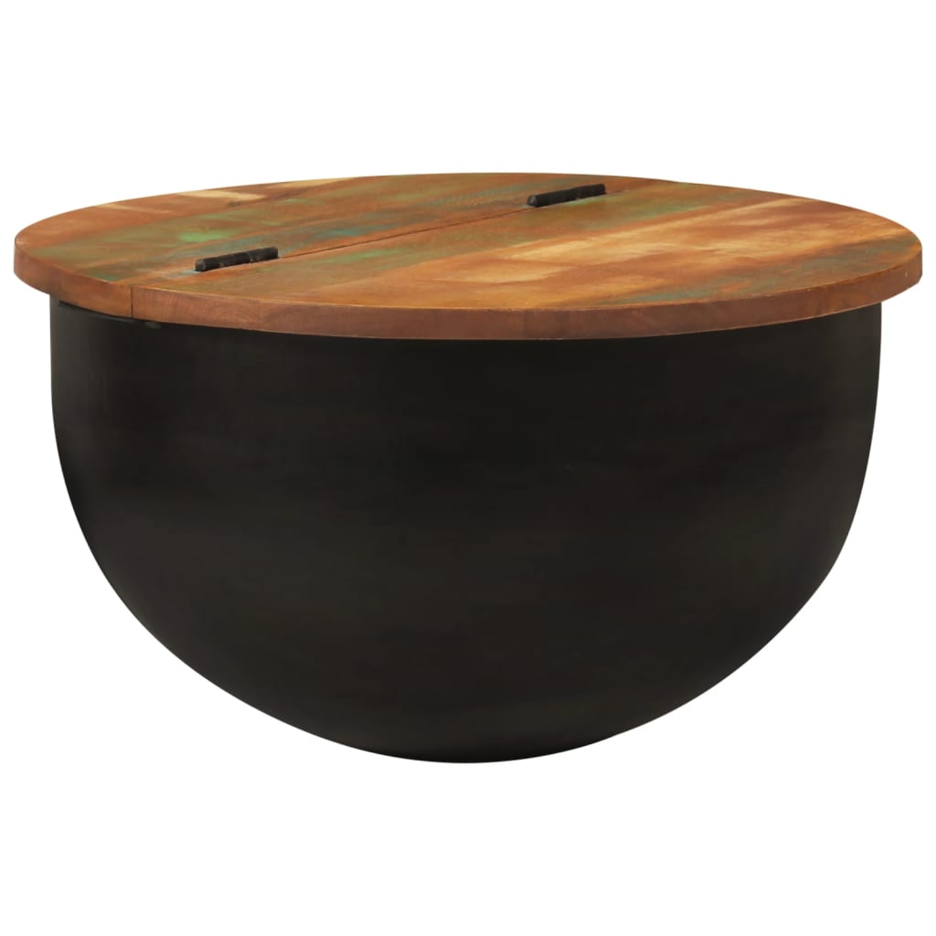 Măsuță de cafea, negru, 50x27 cm, lemn masiv reciclat GartenMobel Dekor