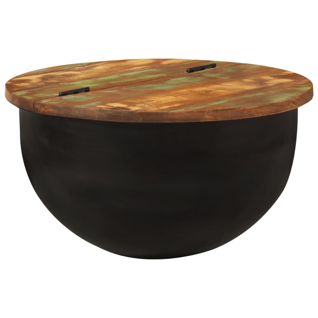 Măsuță de cafea, negru, 50x27 cm, lemn masiv reciclat GartenMobel Dekor