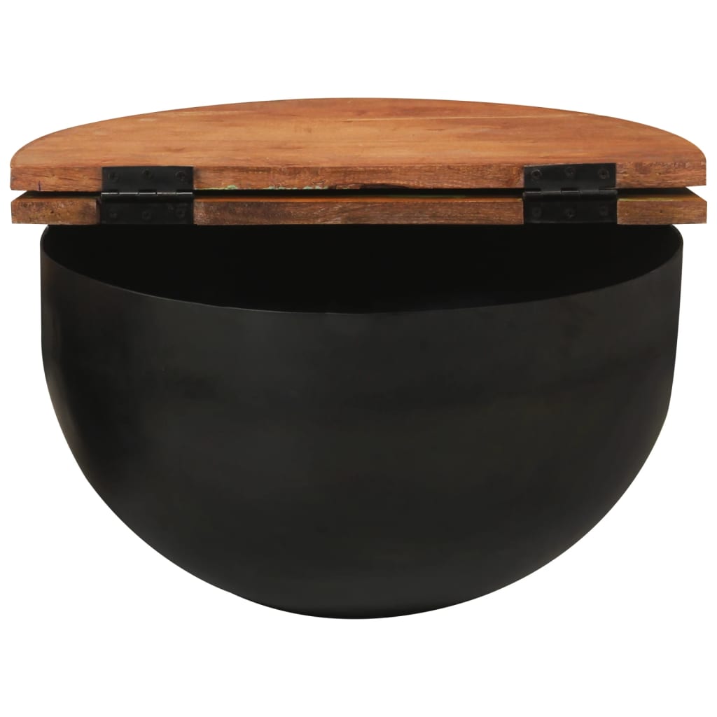 Măsuță de cafea, negru, 50x27 cm, lemn masiv reciclat GartenMobel Dekor