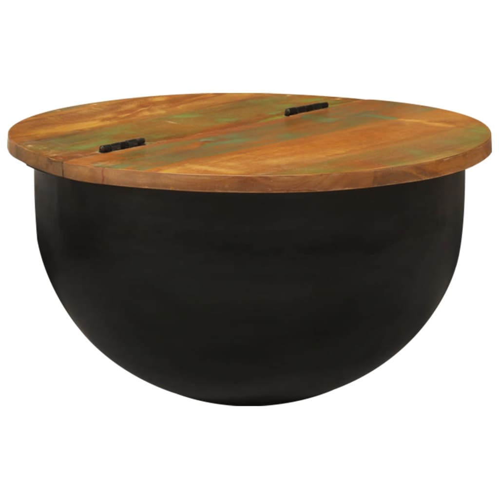 Măsuță de cafea, negru, 50x27 cm, lemn masiv reciclat GartenMobel Dekor