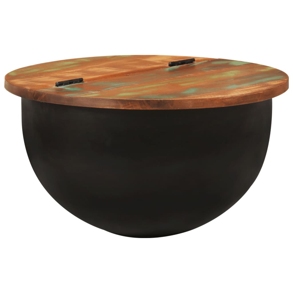 Măsuță de cafea, negru, 50x27 cm, lemn masiv reciclat GartenMobel Dekor