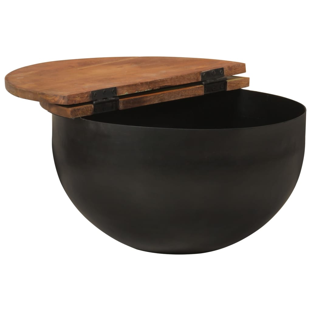 Măsuță de cafea, negru, 50x27 cm, lemn masiv reciclat GartenMobel Dekor