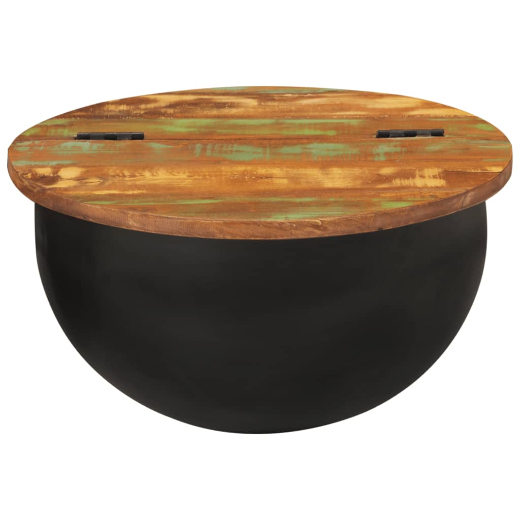 Măsuță de cafea, negru, 50x27 cm, lemn masiv reciclat GartenMobel Dekor